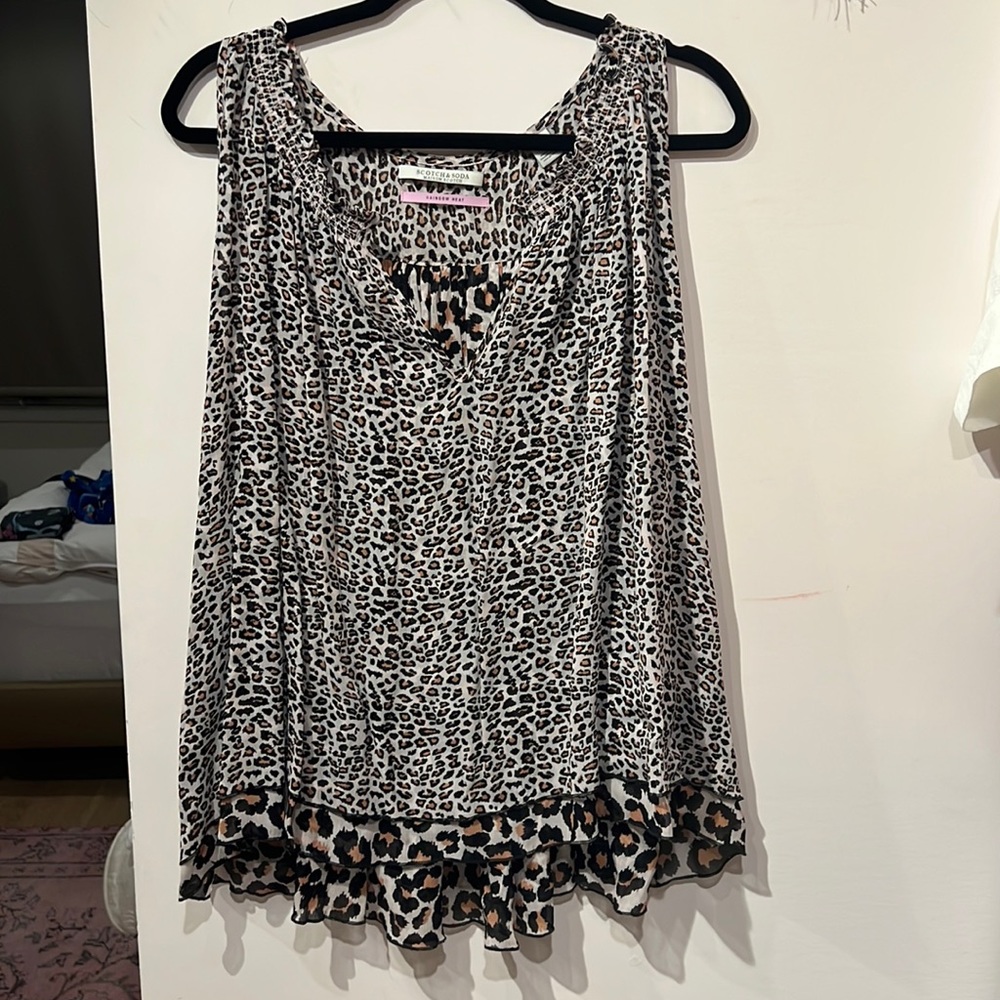 Scotch & Soda 100% viscose leopard tunic, size s